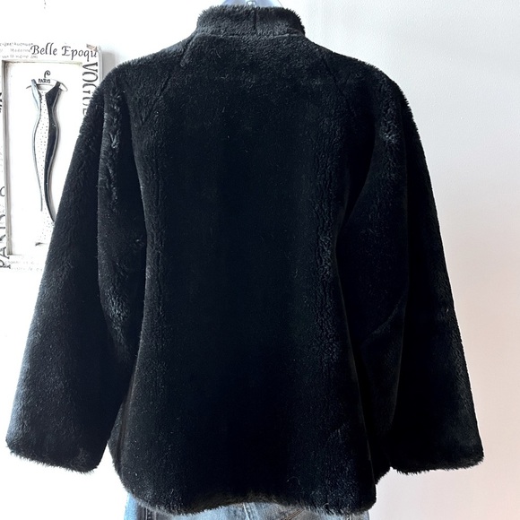 Vintage Scandi Girl Borgana Black Faux Fur Short Coat Size M-L - Picture 6 of 10